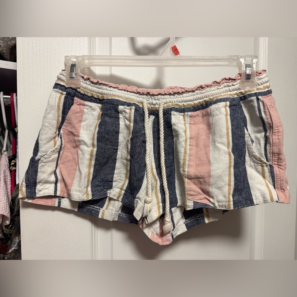 Roxy Striped Drawstring Women’s Shorts - blue, white/cream, pink, gold